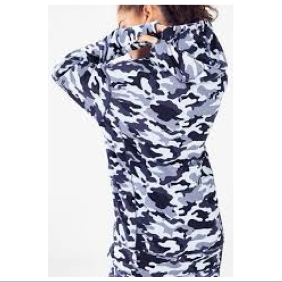 SOLD-NWT Fabletics Navy Blue Camo Zip Up Hoodie Sweatshirt - Picture 3 of 12